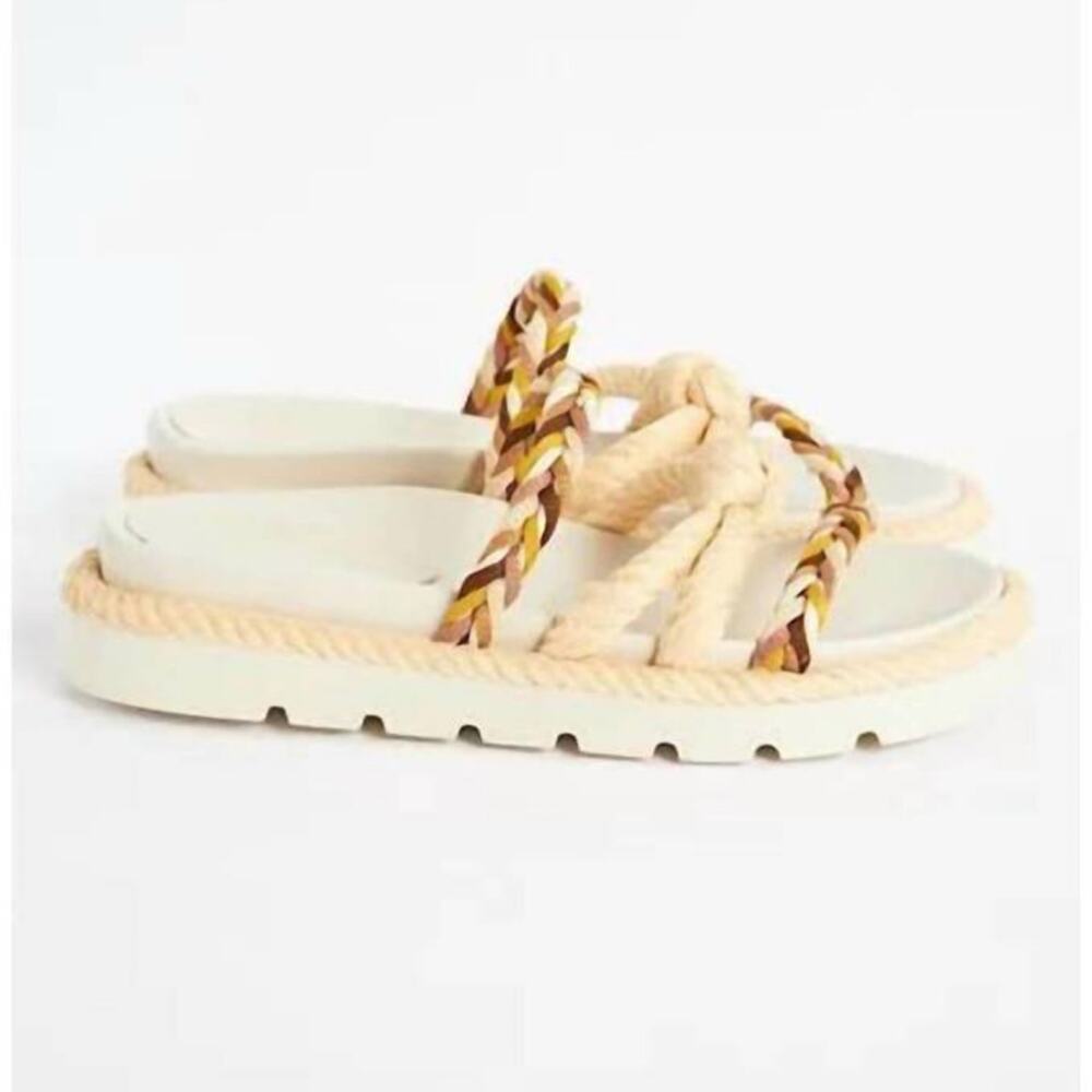 Schutz Mel Sporty Oyster Braided Rope Strappy Slide Sandals 9.5 NWB